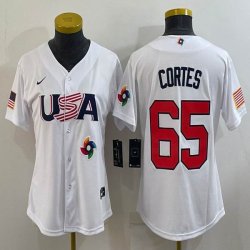 Women 2023 World Cup #65 Nestor Cortes white USA majestic baseball jerseys 09