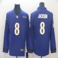 Baltimore Ravens #8 Lamar Jackson Purple long sleeves Color Rush Limited Jersey