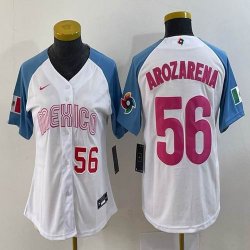 Youth 2023 World Cup Mexico #56 Randy Arozarena white skyblue majestic baseball jerseys 16