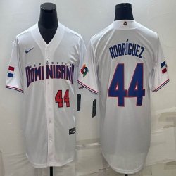 2023 World Cup Dominican Republic\'s #44 Alex Rodriguez white majestic baseball jerseys 05