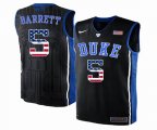 Custom Duke Blue Devils #5 R.J. Barrett V Neck black USA flag College Basketball Jersey