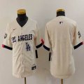 Youth Nike Los Angeles Dodgers blank beige fashion MLB baseball Jersey 02