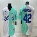 Nike Los Angeles Dodgers #42 Jackie Robinson green white splits majestic baseball Jerseys-BD 04