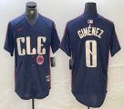 Nike Cleveland Indians #0 Andres Gimenez blue majestic baseball jersey city version -BD 02