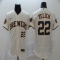 Nike Milwaukee Brewers #22 Christian Yelich beige Flexbase Authentic Collection Jersey