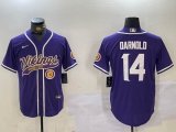 Nike Minnesota Vikings #14 Sam Darnold purple baseball jerseys Joint name-BD 01