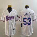 Youth Nike Texas Rangers #53 Adolis Garcia white majestic baseball jerseys-BD