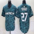 American League #27 Mike Trout Nike Teal 2023 MLB All-Star Game Vapor Premier Elite Player Jersey 01