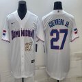 2023 World Cup Dominican Republic's #27 Vlad Guerrero Jr. white majestic baseball jerseys 03