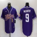 Minnesota Vikings J.J. McCarthy purple baseball jerseys Joint name-BD 02