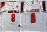 Louisville Cardinals #8 Lamar Jackson White College Football Jersey