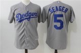 Los Angeles Dodgers #5 Corey Seager gray majestic Baseball jersey