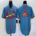 Nike New St.Louis Cardinals blank skyblue majestic Baseball Jersey big logo-BD