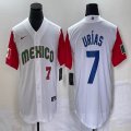 2023 World Cup Mexico #7 Julio Urias white red majestic baseball jerseys 06