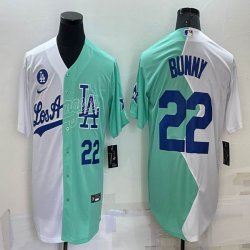 Nike Los Angeles Dodgers #22 Bad Bunny green white splits majestic baseball Jerseys-BD 01