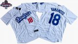 2024 World Series Champions Nike Los Angeles Dodgers #18 Yoshinobu Yamamoto white Flexbase Authentic Collection Jersey-DG