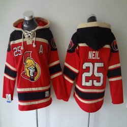 Ottawa Senators #25 Chris Neil red black Hockey Hooded Sweatshirt