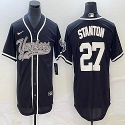 Nike New York Yankees #27 Giancarlo Stanton black majestic baseball Jersey Joint name 01