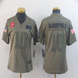 Women San Francisco 49ers #10 Jimmy Garoppolo Nike Olive 2019 Salute to Service Limited Jersey