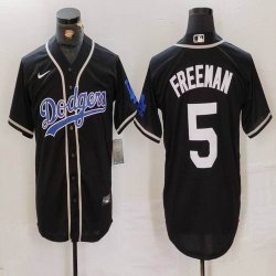 Los Angeles Dodgers #5 Freddie Freeman black fashion majestic baseball jerseys