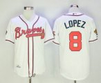 Atlanta Braves #8 Javy Lopez white throwback baseball jersey-SG