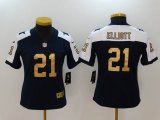 Women Nike Dallas Cowboys #21 Ezekiel Elliott blue gold Color Rush Limited Jersey