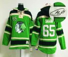 Chicago Blackhawks SHAW 65# green hockey Hooded Sweatshirt-Signature