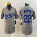 Youth Nike Los Angeles Dodgers 22 Clayton Kershaw gray majestic baseball jerseys 01-