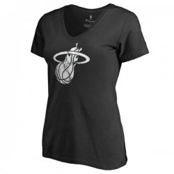 Women\'s Miami Heat Fanatics Branded Black Marble Logo Plus Size V-Neck T-Shirt