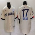 Nike Los Angeles Dodgers #17 Shohei Ohtani beige fashion MLB baseball Jersey 11