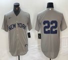 Nike New York Yankees #22 Juan Soto gray MLB baseball Jersey -BD 01