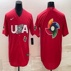 2023 World Cup blank red USA majestic baseball jerseys 07