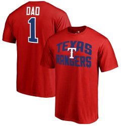 Men\'s Texas Rangers Fanatics Branded Red 2018 Father\'s Day Number 1 Dad T-Shirt