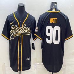 Nike Pittsburgh Steelers #90 T. J. Watt black baseball jerseys Joint name-BD