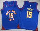 Youth Jordan logo Denver Nuggets #15 Nikola Jokic blue nba basketball jerseys city version-XD