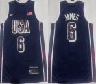 United States Team #6 LeBron James dark blue basketball jerseys