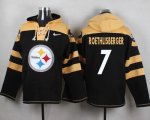 Custom Pittsburgh Steelers #7 Roethlisberger black yellow nfl Hooded Sweatshirt