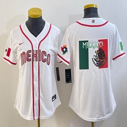 Women 2023 World Cup Mexico blank white majestic baseball jerseys 09