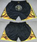 Golden State Warriors black yellow nba basketball shorts -XD