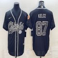 Nike Kansas City Chiefs #87 Travis Kelce black baseball jerseys Joint name Reflective version-BD