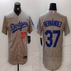 Nike Los Angeles Dodgers #37 Enrique Hernandez gray Flexbase Authentic Collection Jersey-BD 01