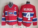 Montreal Canadiens #4 Jean Beliveau Red throwback CCM nhl Jersey C patch