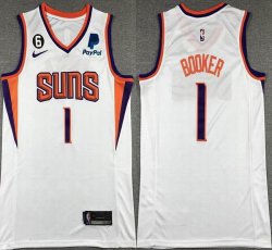 Nike Phoenix Suns #1 Devin Booker white NBA basketball Jerseys 6 patch-XD