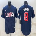 2023 World Cup #8 Trea Turner blue USA majestic baseball jerseys 05