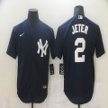 Nike New York Yankees 2# Derek Jeter dark blue majestic baseball Jersey-BD