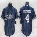 Nike Dallas Cowboys #4 Dak Prescott blue baseball jerseys Joint name-BD 01