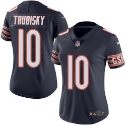 Women Women Nike Chicago Bears #10 Mitchell Trubisky dark blue Color Rush Limited Jersey