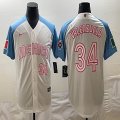 2023 World Cup Mexico #34 Fernando Valenzuela white skyblue majestic baseball jerseys-BD 01