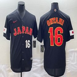 2023 World Cup Japan #16 Shohei Ohtani black majestic baseball jerseys 02