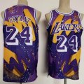 Los Angeless Lakers #24 Kobe Bryant purple yellow throwback basketball Jerseys-CY